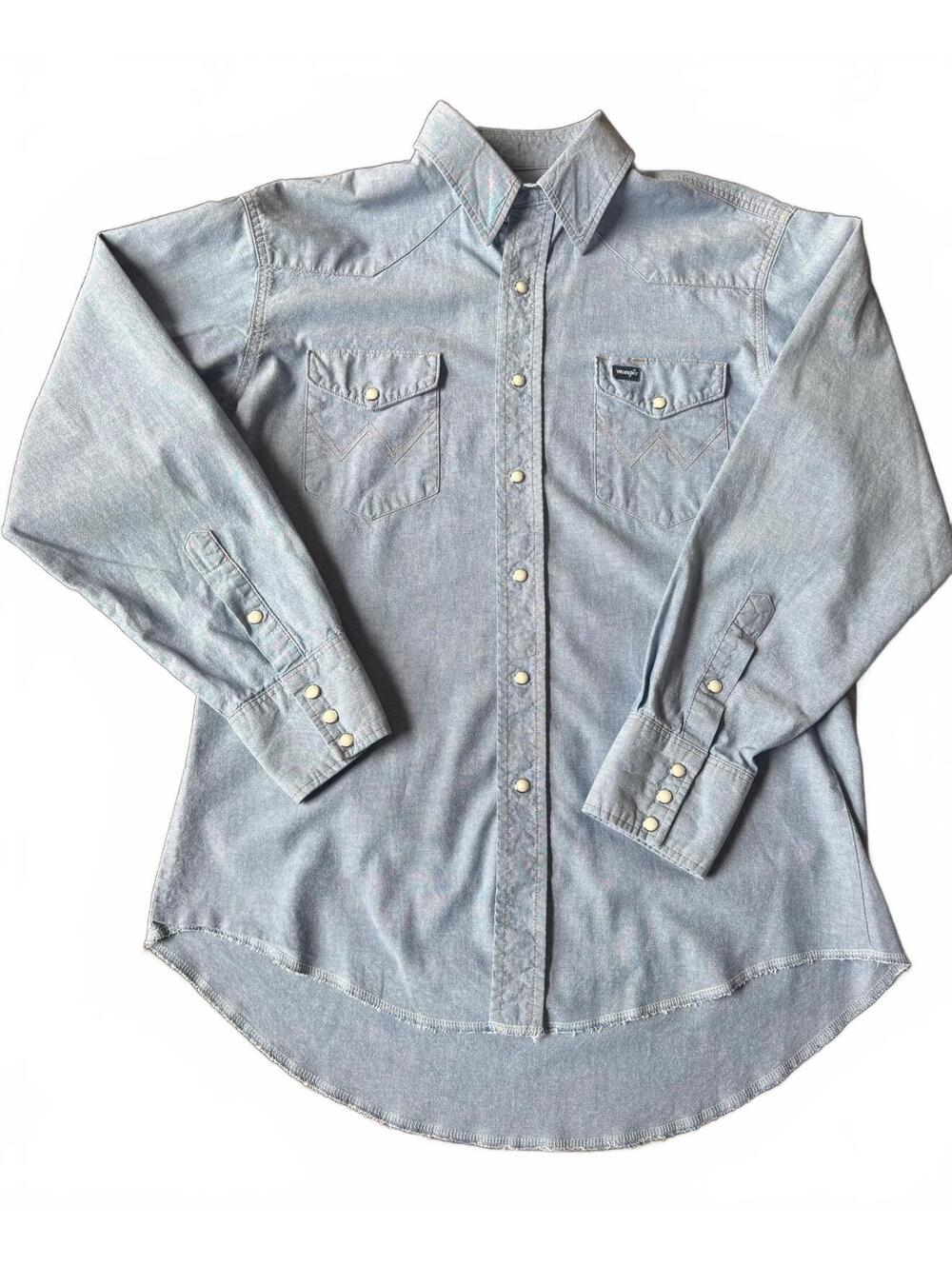 Cotton chambray western shirt, Wrangler pearl snap(0144)